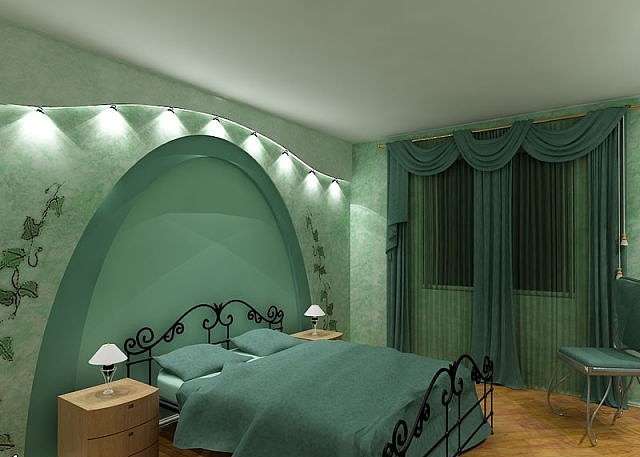 спальня в зеленом цвете