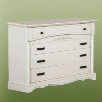 комод широкий белый на 4 ящика