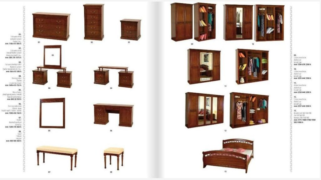 Модульная коллекция в спальню Анастасия состоит из модулей разных габаритов и назначения