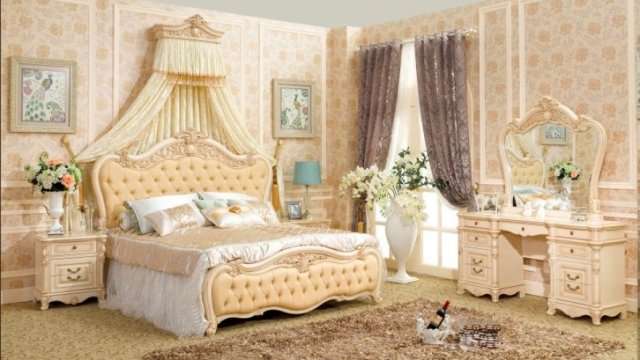 Спальня 801-2 бежевого цвета, экокожа