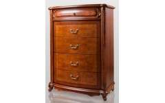 Комод высокий с пятью выдвижными ящиками станет дополнительным местом для хранения мелочей в спальне.