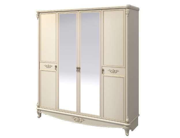 Шкаф Версаль с зеркальными фасадами сделает вашу спальню просторной и в то же время поможет поддерживать порядок в комнате. Небольшое количество декора подчеркивать благородный внешний вид мебели. Габариты: