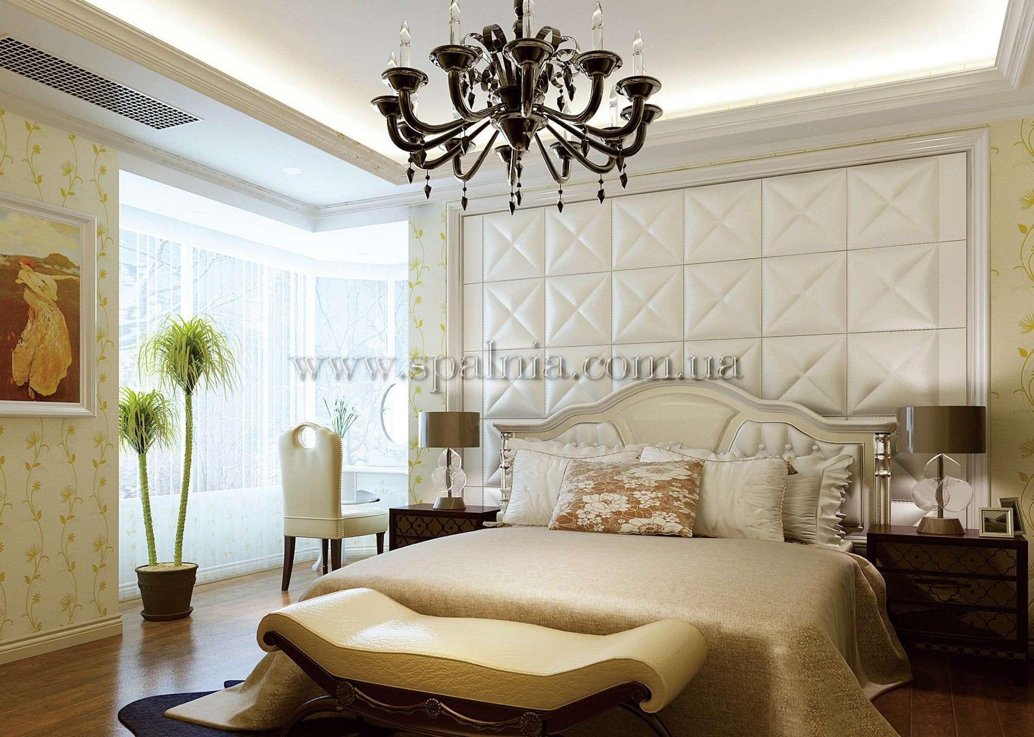 Купить мягкие панели для стен в спальню. Изготовление в Киеве