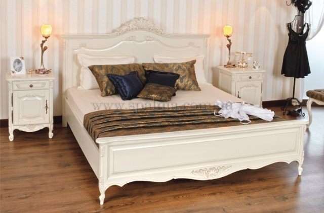 Белая деревянная кровать для спальни Могадор, Мобекс