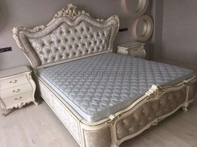 Двухспальная белая кровать Шампань в стиле барокко, Энигма