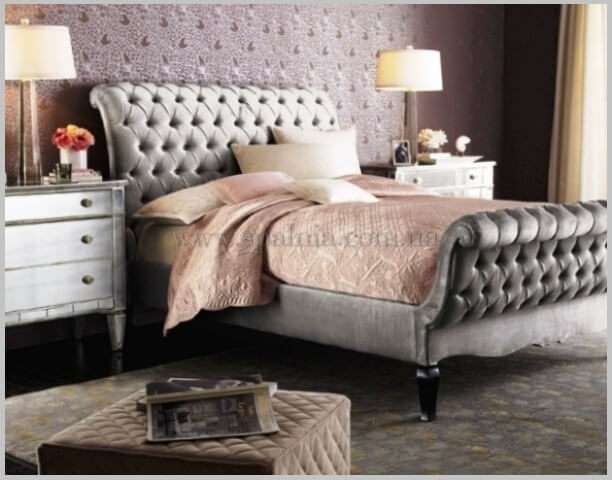 Высокое изогнутое изголовье кровати идеально дополнить интерьер Art-Deco