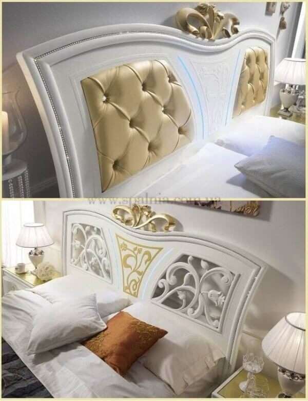 Возможные варианты изголовий кроватей Gioia с золотистым декором - резное и с мягкой панелью | spalnia.com.ua
