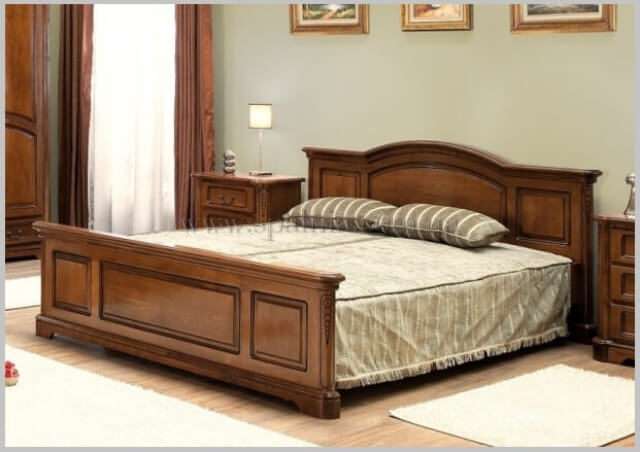 Кровать в цвете "орех" румынской спальни Rafael spalnia.com.ua
