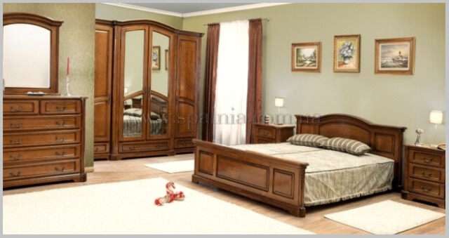 В румынский спальный гарнитур Rafael входит: кровать, тумба, шкаф, комод spalnia.com.ua