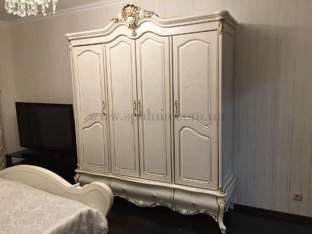 Белый четырехдверный шкаф для спальни Провен, Китай