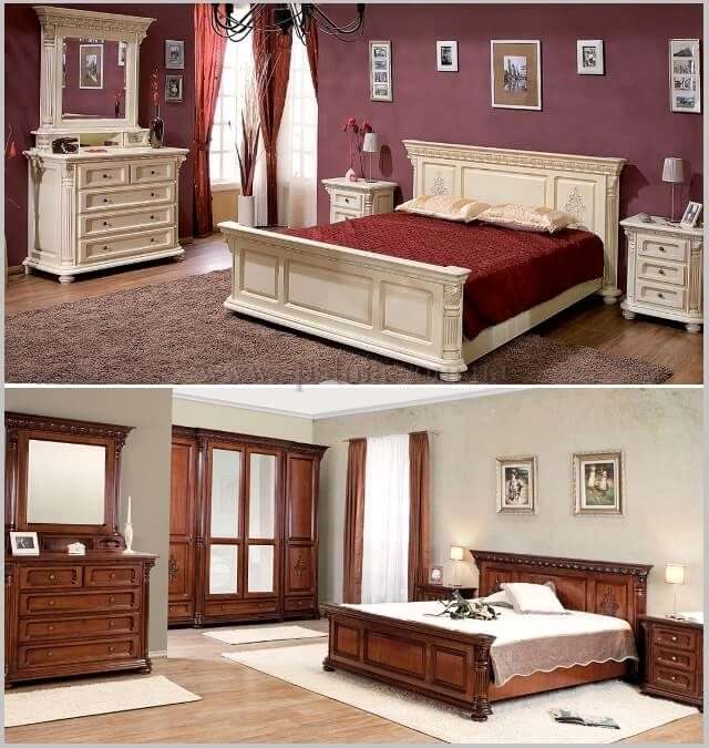 Фото: Белая и ореховая коллекции мебели для спален Венеция Люкс Румыния | spalnia.com.ua