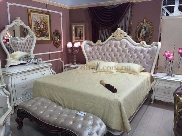 Белая кровать с высоким изголовьем Версаль , Энигма в стиле барокко