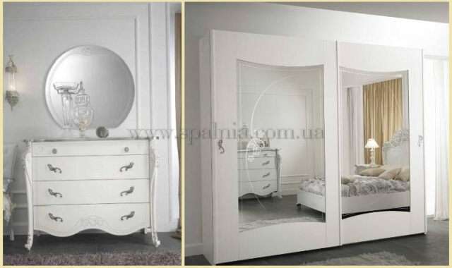 Шкаф Viola mobil piu и комод с зеркалом в классическом белом цвете