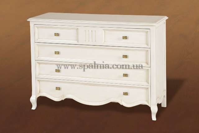 Белый широкий комод на 5 ящиков для спальни Ирис, Мобекс
