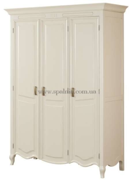 Белый трехстворчатый деревянный шкаф для спальни ИРИС