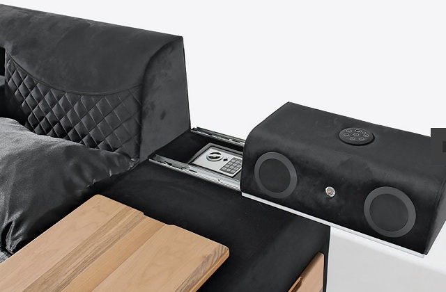 Черная велюровая умная кровать Виктория, Турция