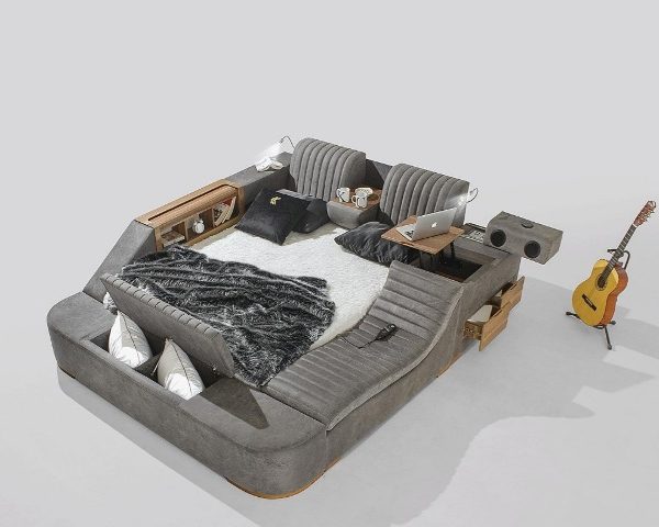 Функциональная умная серая кровать Мода, Турция