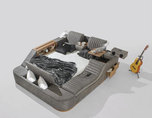 Функциональная умная серая кровать Мода, Турция