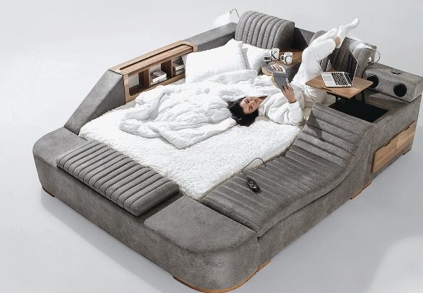 Функциональная умная серая кровать Мода, Турция