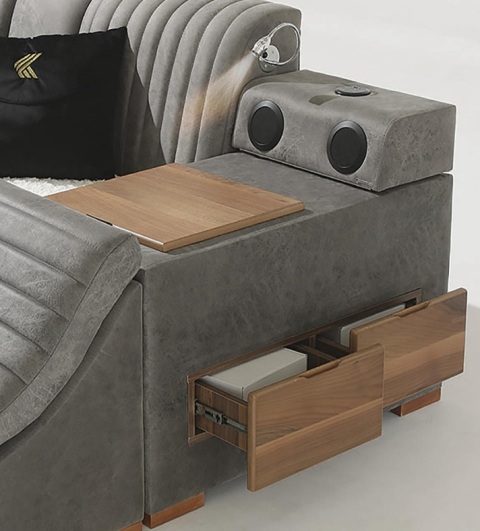 Функциональная умная серая кровать Мода, Турция Функциональная умная серая кровать Мода, Турция