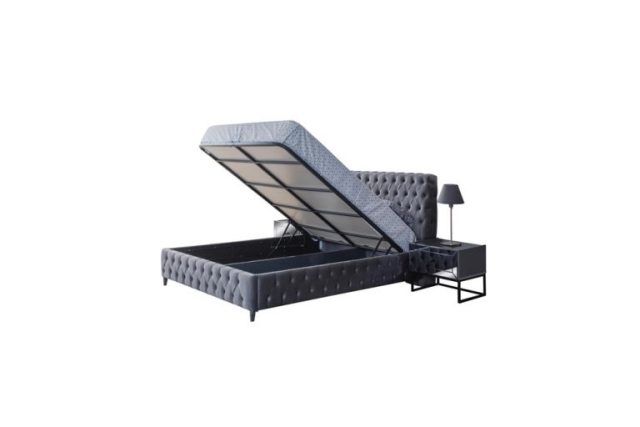 Мягкая синяя кровать 1600 Валенсия в стиле капитоне Мягкая синяя кровать 1600 Валенсия в стиле капитоне