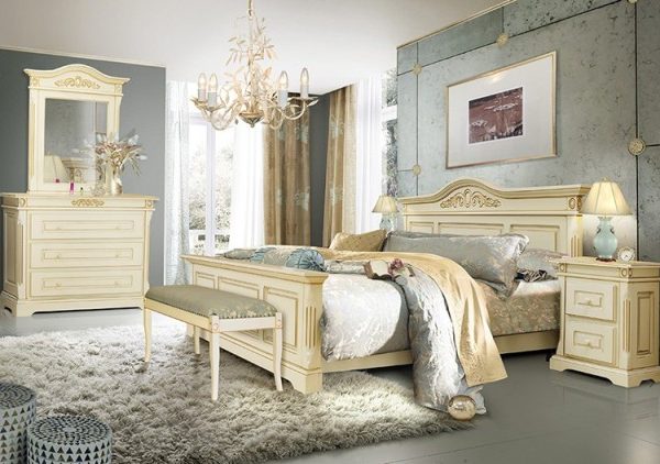 Белая румынская мебель для спальни Мария