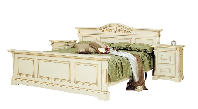 Белая румынская кровать Мария с твердым изголовьем Белая румынская кровать Мария с твердым изголовьем