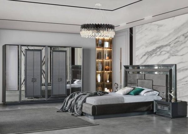 Серая спальня с серебром Аспендос