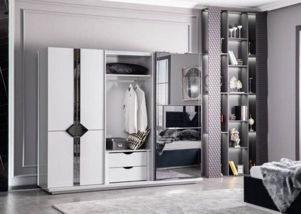 Белая спальня Форте с серебром