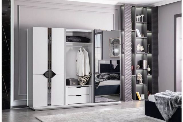 Белая спальня Форте с серебром