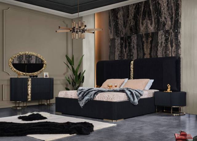 Черная мебель для спальни Лион, АРТ-Деко Черная мебель для спальни Лион, АРТ-Деко