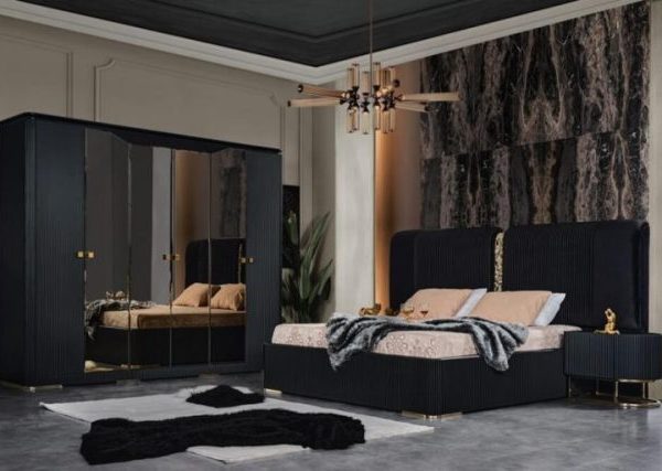 Черная мебель для спальни Лион, АРТ-Деко