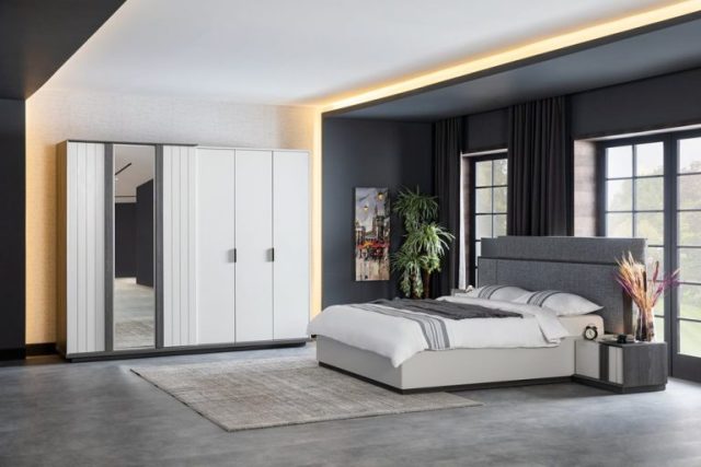 Серая мебель для спальни Марка
