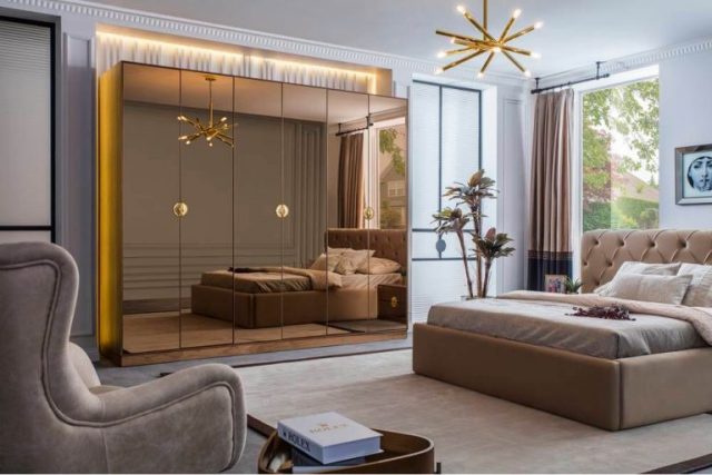 Коричневая спальня Нест