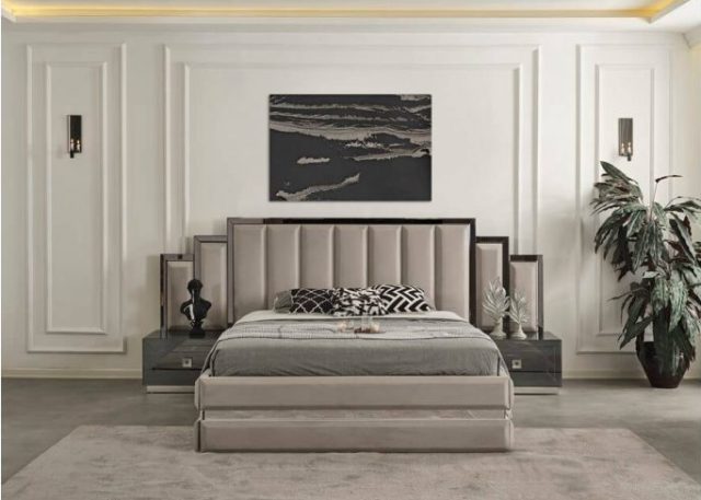 Серая зеркальная спальня Олимпия