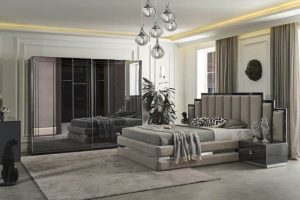 Серая зеркальная спальня Олимпия