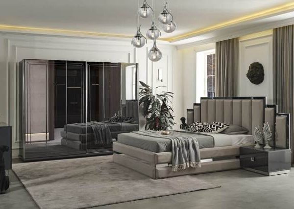 Серая зеркальная спальня Олимпия