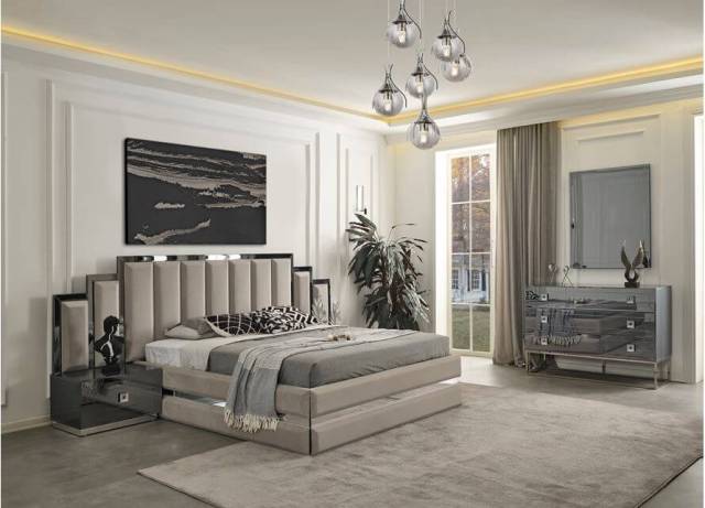 Серая зеркальная спальня Олимпия