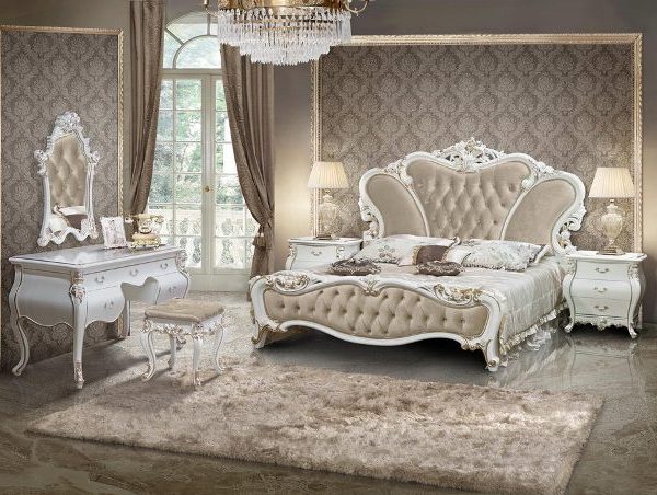 Белая мебель для спальни барокко Пале Рояль