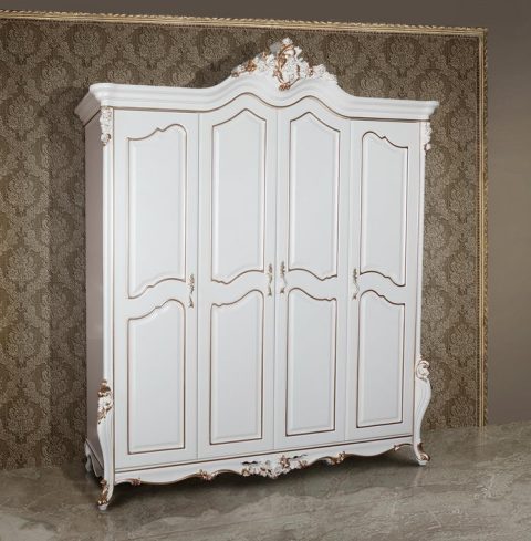 Классический белый шкаф с прямыми фасадами Пале Рояль