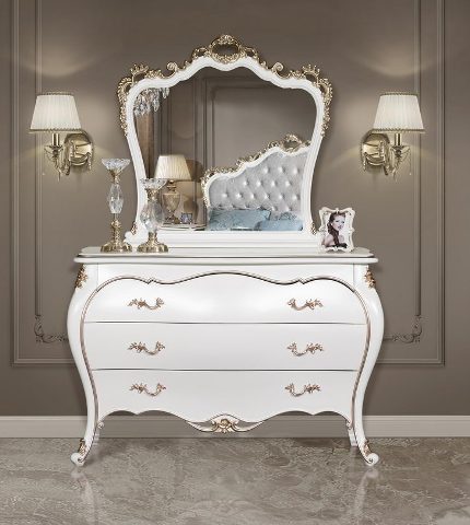 Белая мебель для спальни Романтика, барокко