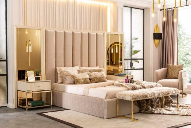 Бежевая спальня с золотом Соло, Турция Бежевая спальня с золотом Соло, Турция