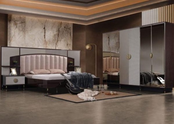 Коричневая глянцевая спальня Венеция
