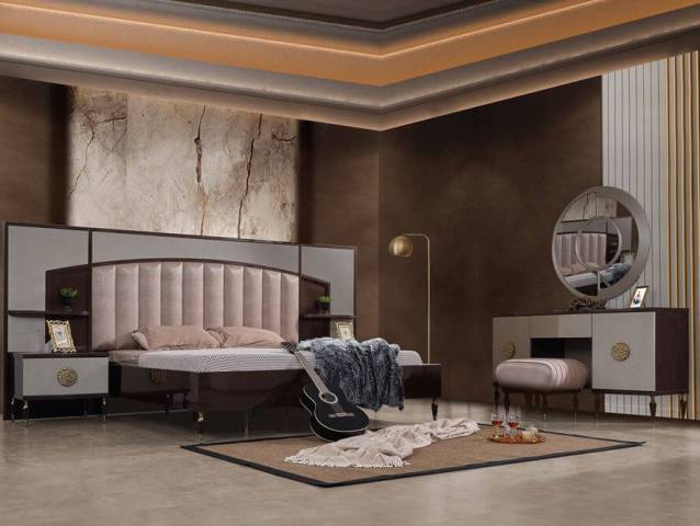 Коричневая глянцевая спальня Венеция
