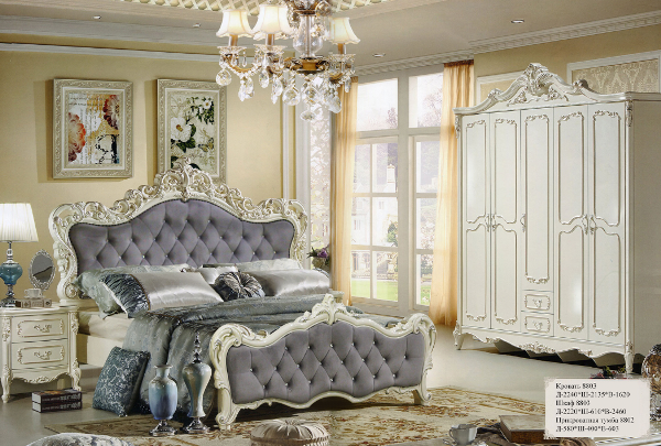 Белая мебель для спальни барокко Жозефина