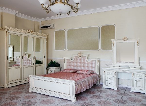 Белая дубовая спальня Мария, барокко