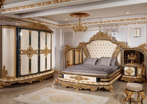 Белая мебель для спальни Султан, барокко