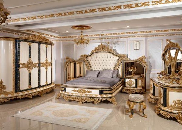 Белая мебель для спальни Султан, барокко