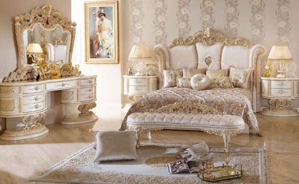Золотая спальня в стиле барокко Дейси