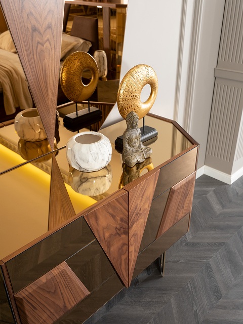 Коричневая спальня с золотом Вера, АРТ-Деко Коричневая спальня с золотом Вера, АРТ-Деко